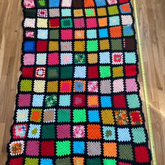 Vintage Granny Square Afghan - 70 x 44 in. - Picture 1 of 5